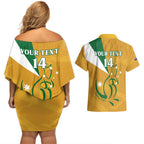 Custom Australia Rugby Couples Matching Off Shoulder Short Dress and Hawaiian Shirt 2024 Wallabies Grunge Style