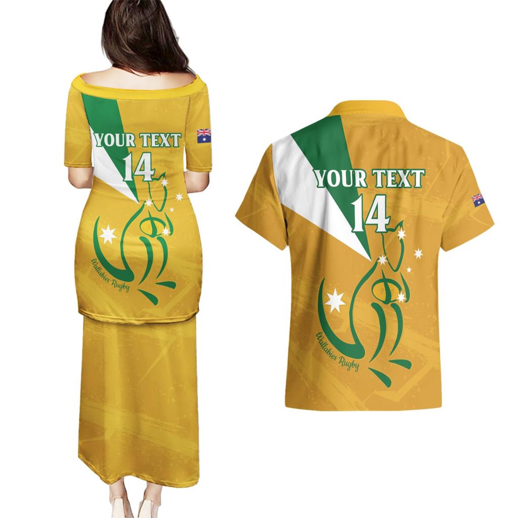Custom Australia Rugby Couples Matching Puletasi and Hawaiian Shirt 2024 Wallabies Grunge Style
