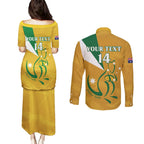 Custom Australia Rugby Couples Matching Puletasi and Long Sleeve Button Shirt 2024 Wallabies Grunge Style