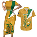 Custom Australia Rugby Couples Matching Short Sleeve Bodycon Dress and Hawaiian Shirt 2024 Wallabies Grunge Style