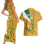 Custom Australia Rugby Couples Matching Short Sleeve Bodycon Dress and Hawaiian Shirt 2024 Wallabies Grunge Style