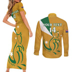 Custom Australia Rugby Couples Matching Short Sleeve Bodycon Dress and Long Sleeve Button Shirt 2024 Wallabies Grunge Style