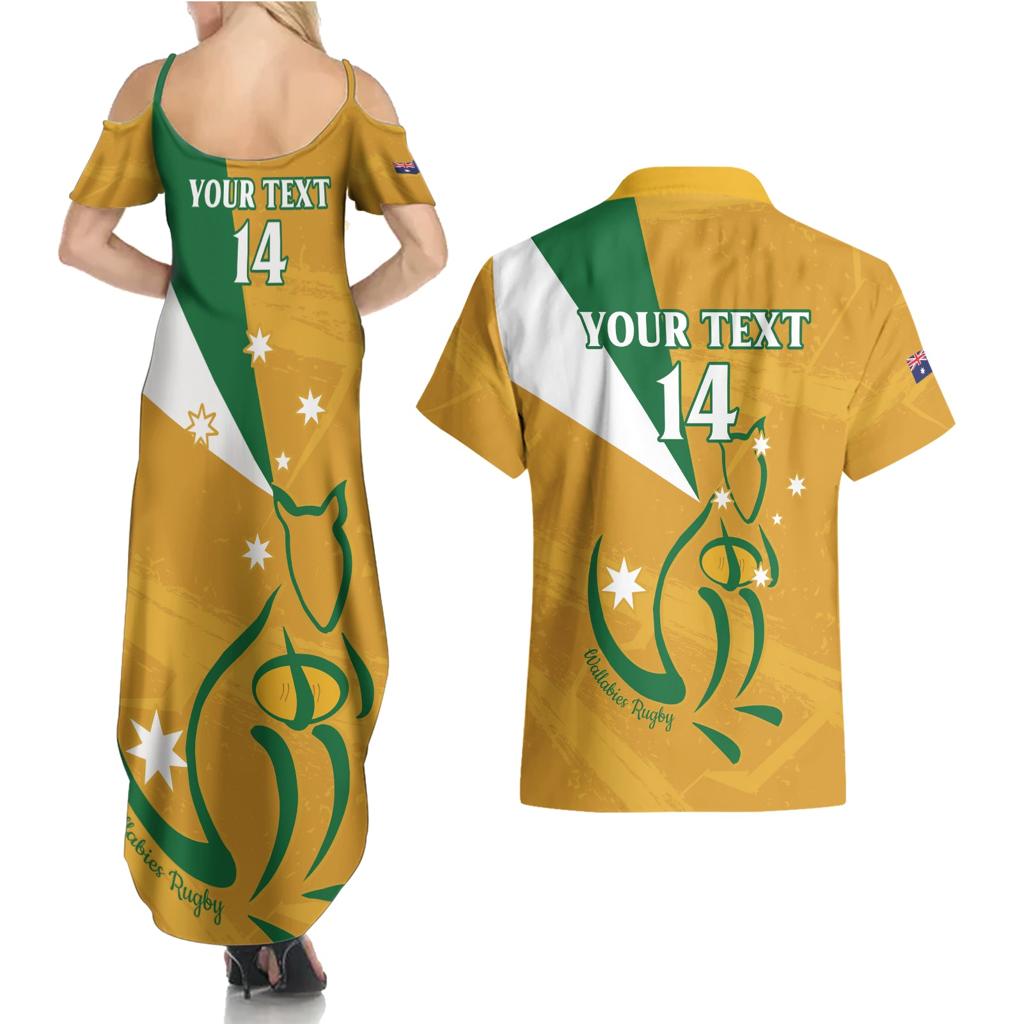 Custom Australia Rugby Couples Matching Summer Maxi Dress and Hawaiian Shirt 2024 Wallabies Grunge Style