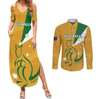 Custom Australia Rugby Couples Matching Summer Maxi Dress and Long Sleeve Button Shirt 2024 Wallabies Grunge Style