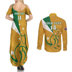 Custom Australia Rugby Couples Matching Summer Maxi Dress and Long Sleeve Button Shirt 2024 Wallabies Grunge Style