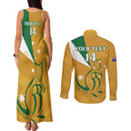 Custom Australia Rugby Couples Matching Tank Maxi Dress and Long Sleeve Button Shirt 2024 Wallabies Grunge Style