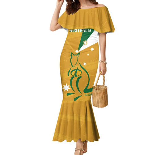 Custom Australia Rugby Family Matching Mermaid Dress and Hawaiian Shirt 2024 Wallabies Grunge Style