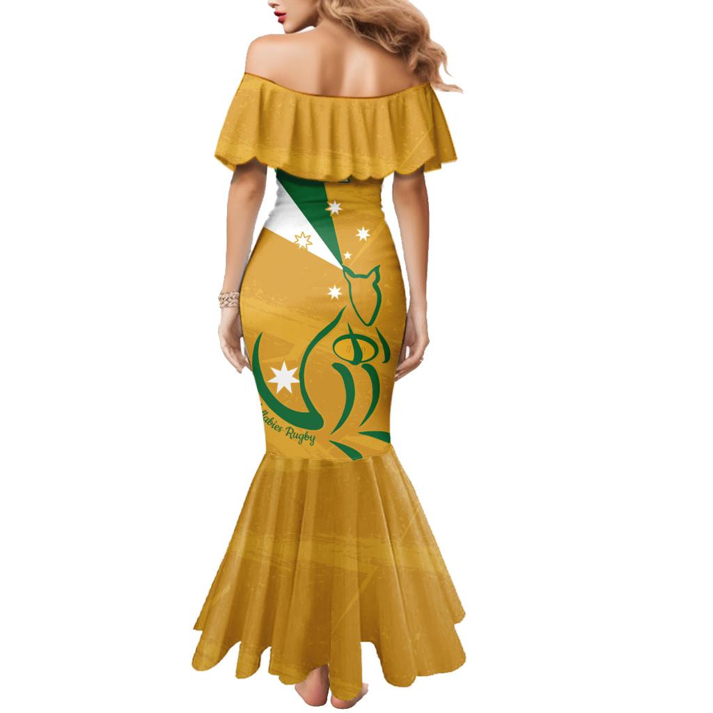 Custom Australia Rugby Family Matching Mermaid Dress and Hawaiian Shirt 2024 Wallabies Grunge Style