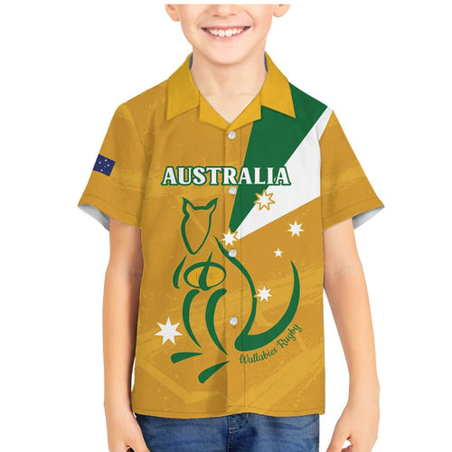 Custom Australia Rugby Family Matching Mermaid Dress and Hawaiian Shirt 2024 Wallabies Grunge Style