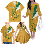 Custom Australia Rugby Family Matching Off The Shoulder Long Sleeve Dress and Hawaiian Shirt 2024 Wallabies Grunge Style