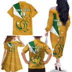 Custom Australia Rugby Family Matching Off The Shoulder Long Sleeve Dress and Hawaiian Shirt 2024 Wallabies Grunge Style