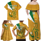 Custom Australia Rugby Family Matching Off Shoulder Maxi Dress and Hawaiian Shirt 2024 Wallabies Grunge Style