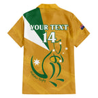 Custom Australia Rugby Family Matching Short Sleeve Bodycon Dress and Hawaiian Shirt 2024 Wallabies Grunge Style