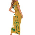 Custom Australia Rugby Family Matching Short Sleeve Bodycon Dress and Hawaiian Shirt 2024 Wallabies Grunge Style