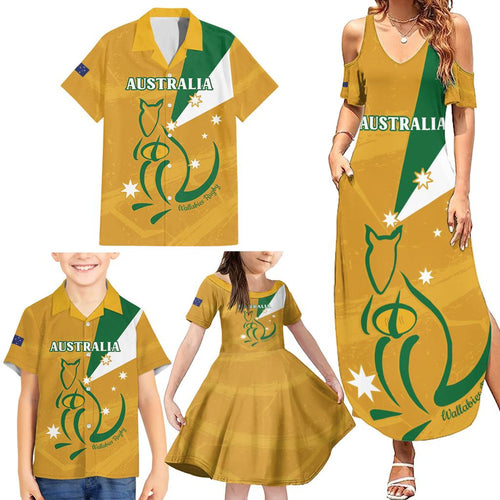 Custom Australia Rugby Family Matching Summer Maxi Dress and Hawaiian Shirt 2024 Wallabies Grunge Style
