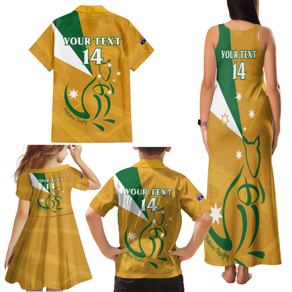 Custom Australia Rugby Family Matching Tank Maxi Dress and Hawaiian Shirt 2024 Wallabies Grunge Style
