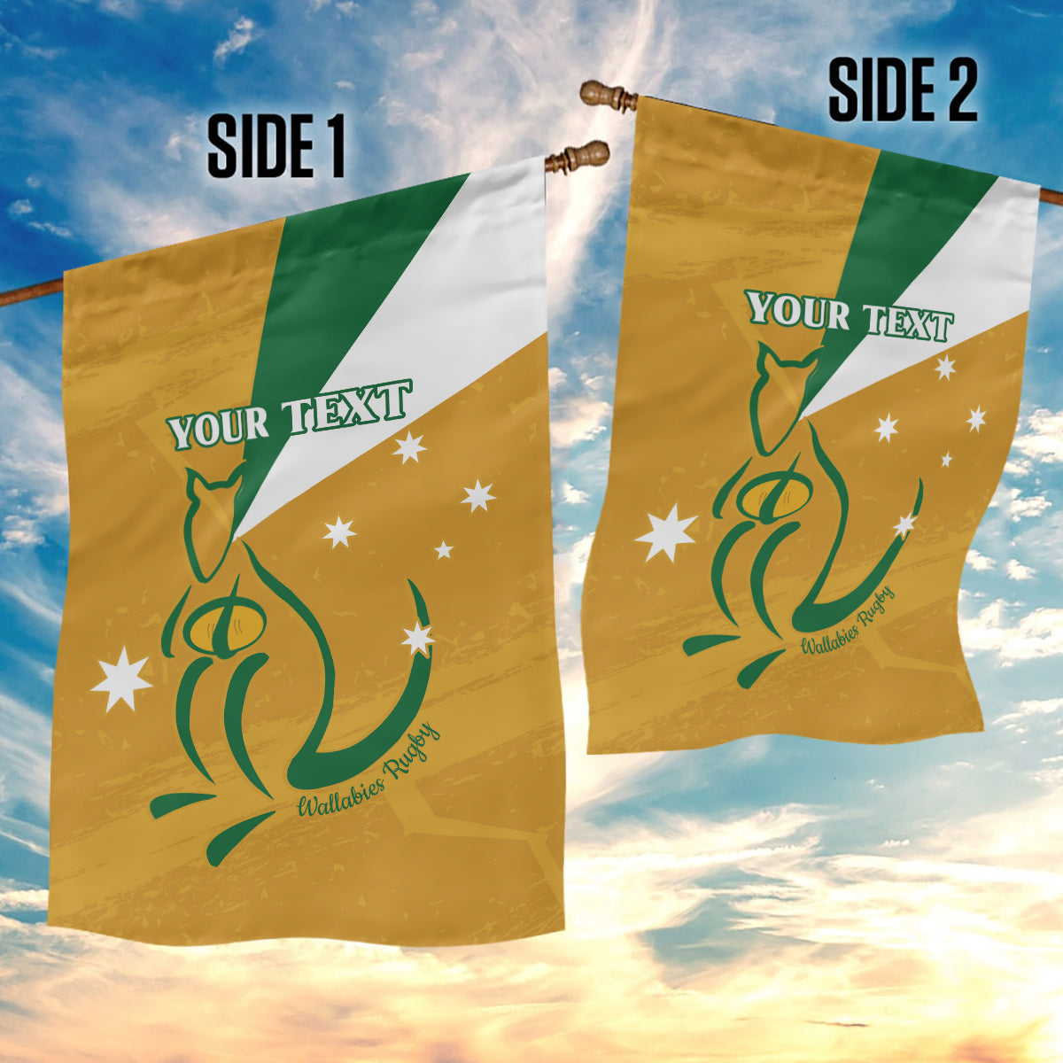 Custom Australia Rugby Garden Flag 2024 Wallabies Grunge Style