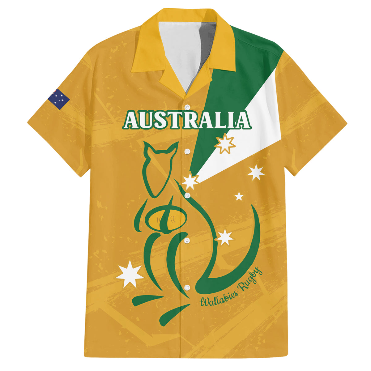 Custom Australia Rugby Hawaiian Shirt 2024 Wallabies Grunge Style