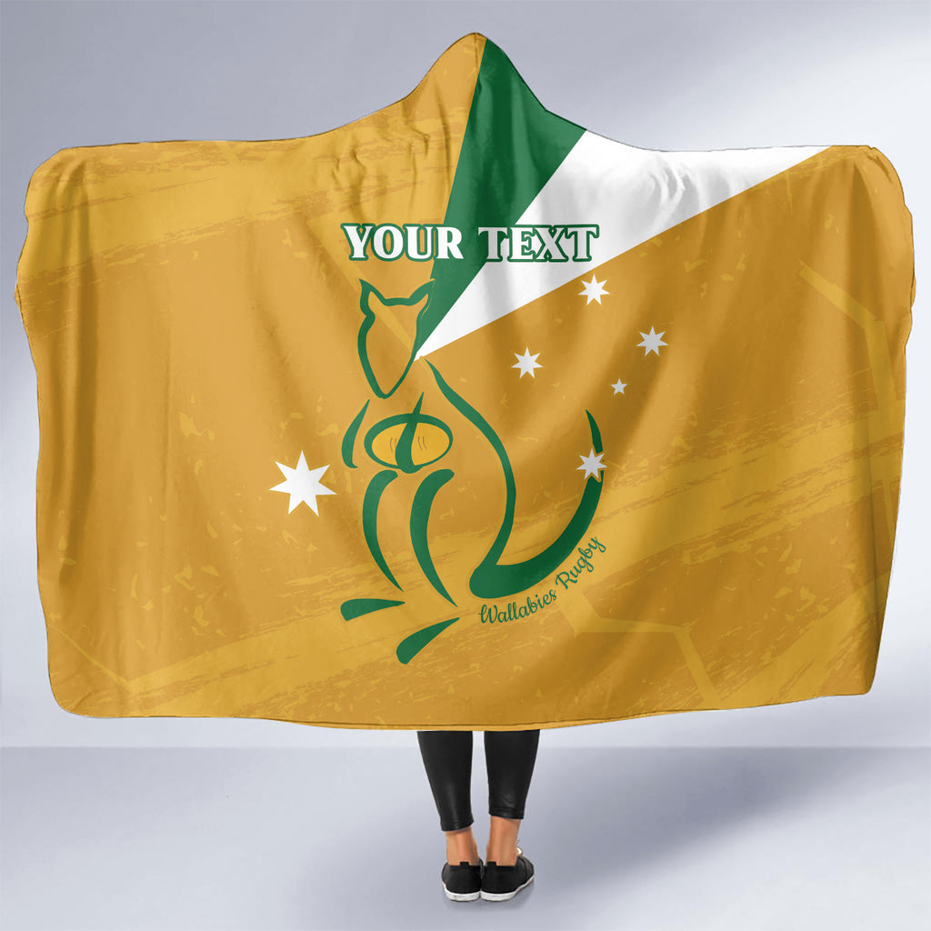 Custom Australia Rugby Hooded Blanket 2024 Wallabies Grunge Style