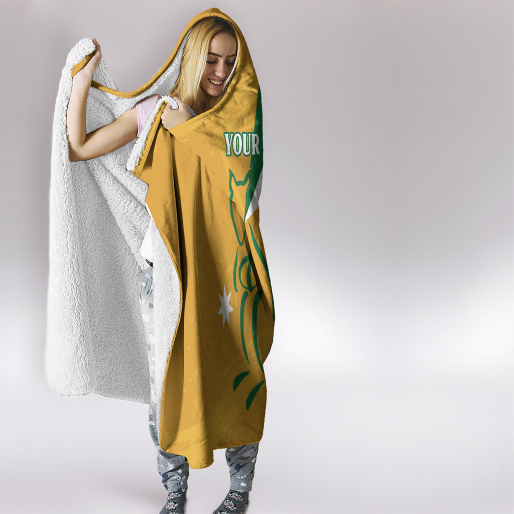 Custom Australia Rugby Hooded Blanket 2024 Wallabies Grunge Style