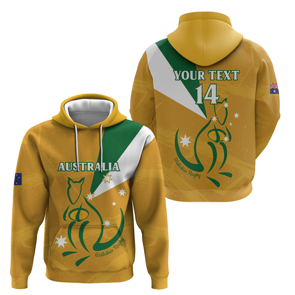 Custom Australia Rugby Hoodie 2024 Wallabies Grunge Style