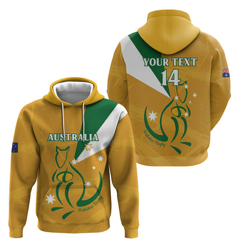 Custom Australia Rugby Hoodie 2024 Wallabies Grunge Style
