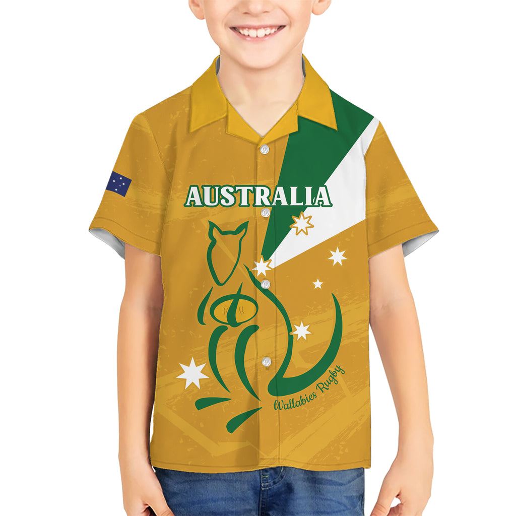 Custom Australia Rugby Kid Hawaiian Shirt 2024 Wallabies Grunge Style