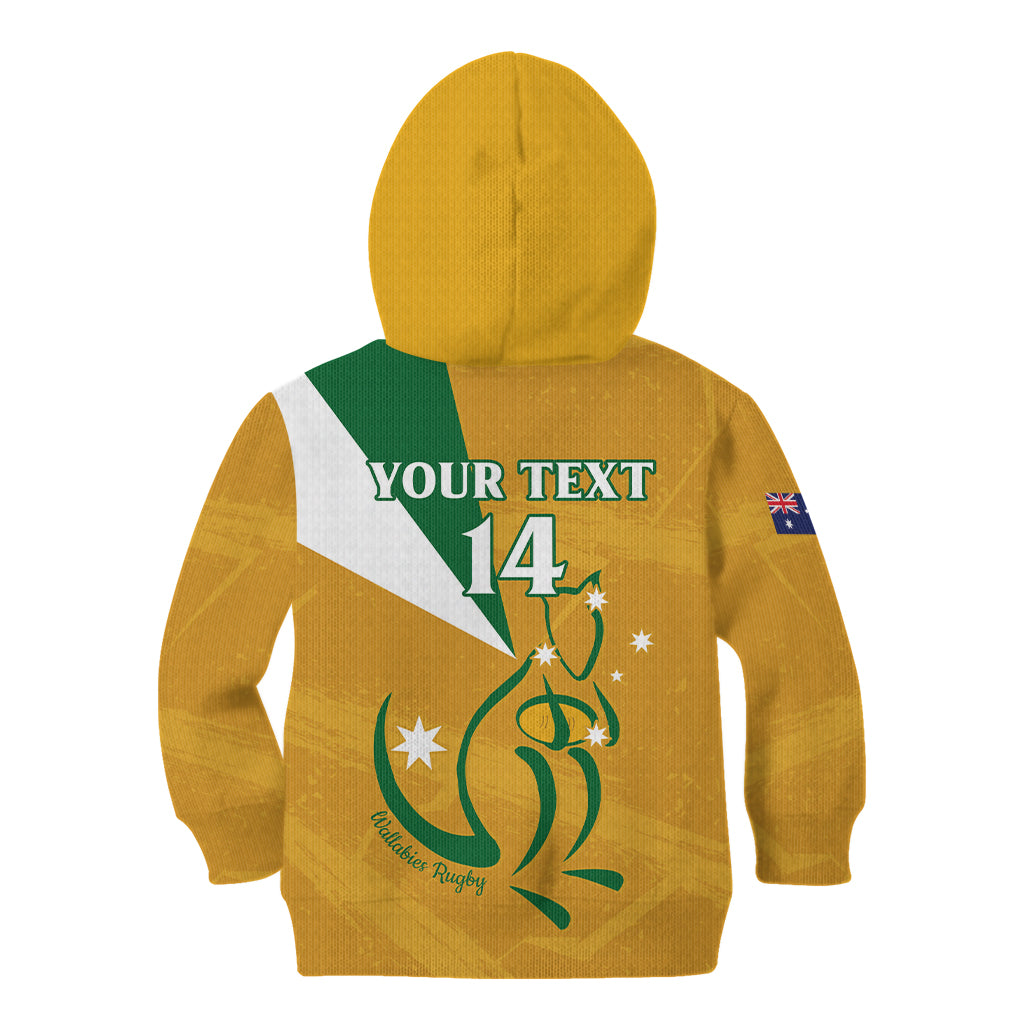 Custom Australia Rugby Kid Hoodie 2024 Wallabies Grunge Style