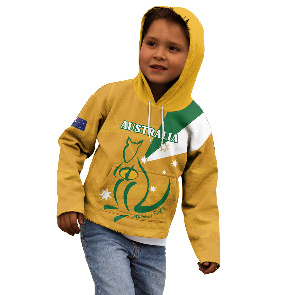 Custom Australia Rugby Kid Hoodie 2024 Wallabies Grunge Style