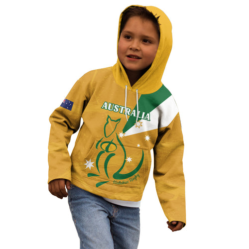 Custom Australia Rugby Kid Hoodie 2024 Wallabies Grunge Style