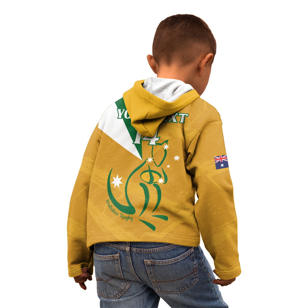 Custom Australia Rugby Kid Hoodie 2024 Wallabies Grunge Style