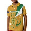 Custom Australia Rugby Kid Polo Shirt 2024 Wallabies Grunge Style