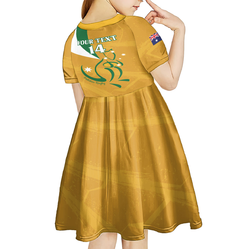 Custom Australia Rugby Kid Short Sleeve Dress 2024 Wallabies Grunge Style