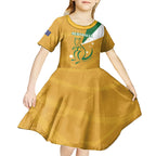 Custom Australia Rugby Kid Short Sleeve Dress 2024 Wallabies Grunge Style