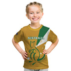 Custom Australia Rugby Kid T Shirt 2024 Wallabies Grunge Style