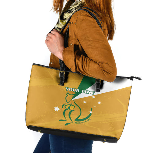 Custom Australia Rugby Leather Tote Bag 2024 Wallabies Grunge Style