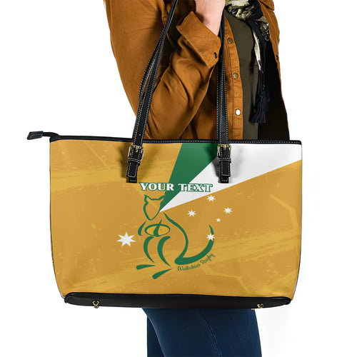 Custom Australia Rugby Leather Tote Bag 2024 Wallabies Grunge Style