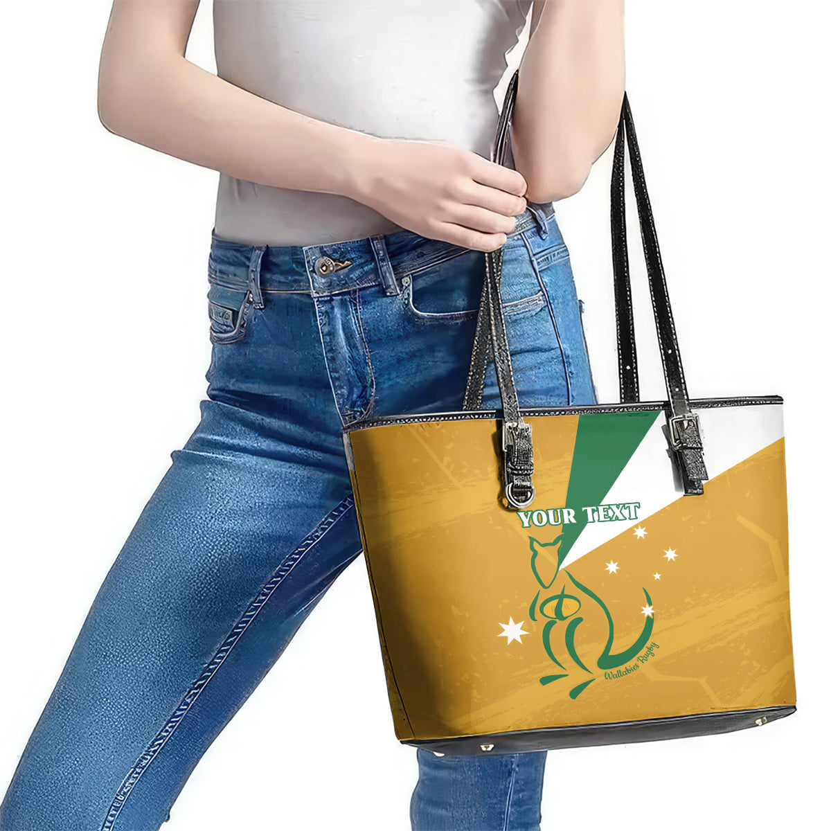 Custom Australia Rugby Leather Tote Bag 2024 Wallabies Grunge Style