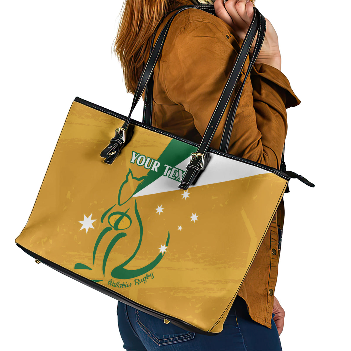 Custom Australia Rugby Leather Tote Bag 2024 Wallabies Grunge Style