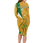 Custom Australia Rugby Long Sleeve Bodycon Dress 2024 Wallabies Grunge Style