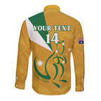 Custom Australia Rugby Long Sleeve Button Shirt 2024 Wallabies Grunge Style