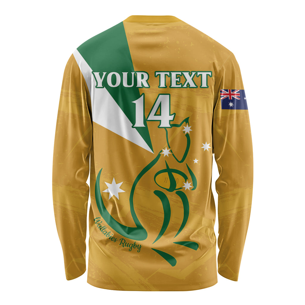 Custom Australia Rugby Long Sleeve Shirt 2024 Wallabies Grunge Style