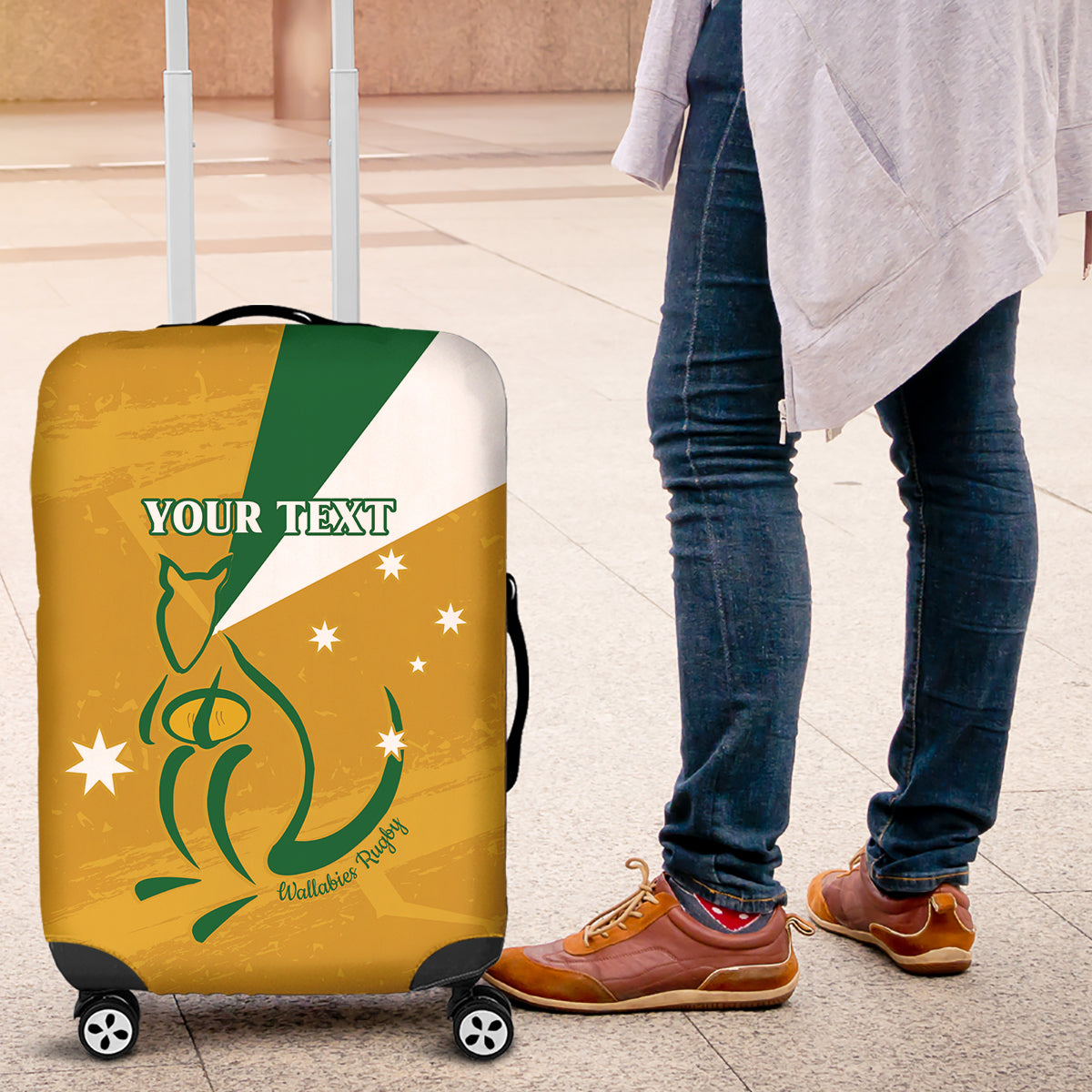 Custom Australia Rugby Luggage Cover 2024 Wallabies Grunge Style
