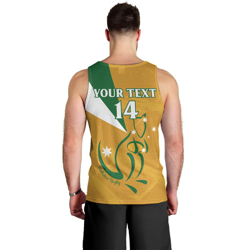 Custom Australia Rugby Men Tank Top 2024 Wallabies Grunge Style