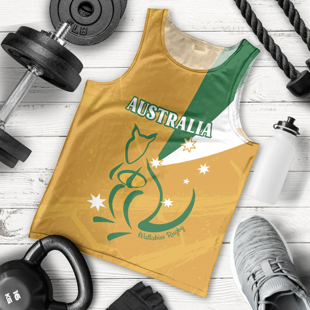 Custom Australia Rugby Men Tank Top 2024 Wallabies Grunge Style