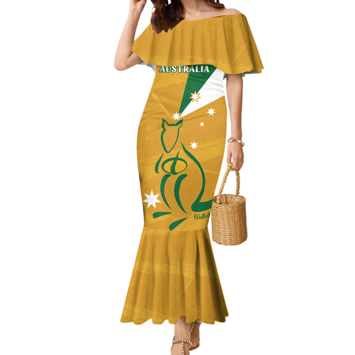 Custom Australia Rugby Mermaid Dress 2024 Wallabies Grunge Style