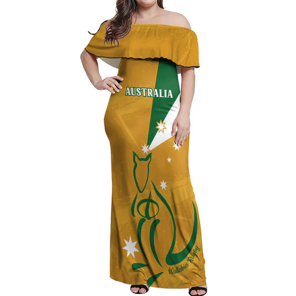 Custom Australia Rugby Off Shoulder Maxi Dress 2024 Wallabies Grunge Style