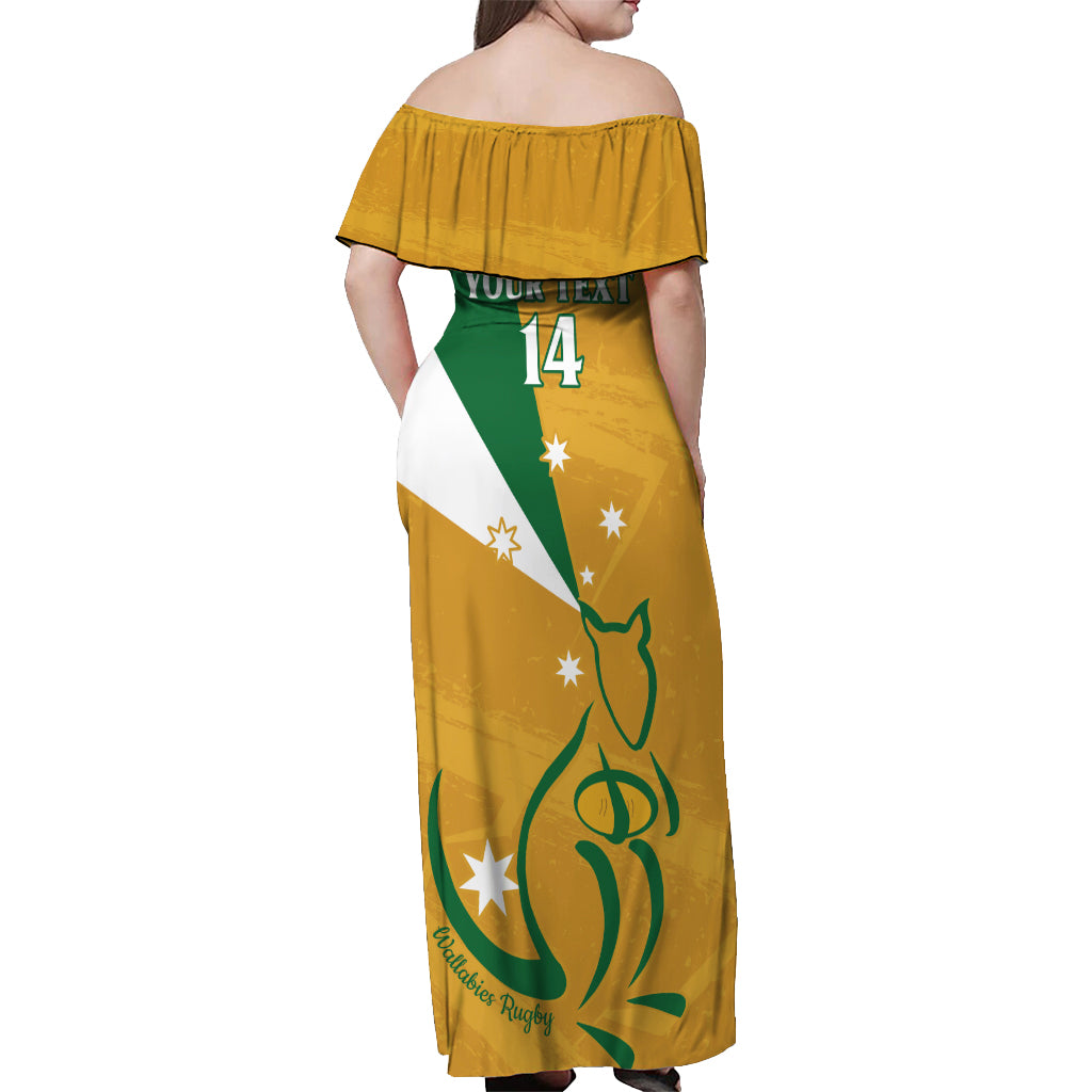 Custom Australia Rugby Off Shoulder Maxi Dress 2024 Wallabies Grunge Style