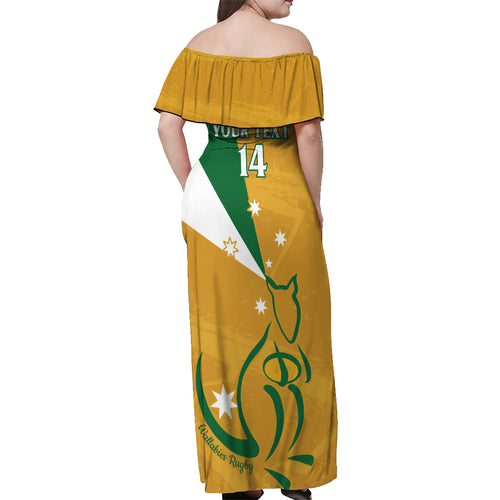 Custom Australia Rugby Off Shoulder Maxi Dress 2024 Wallabies Grunge Style