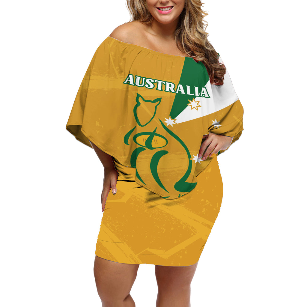 Custom Australia Rugby Off Shoulder Short Dress 2024 Wallabies Grunge Style
